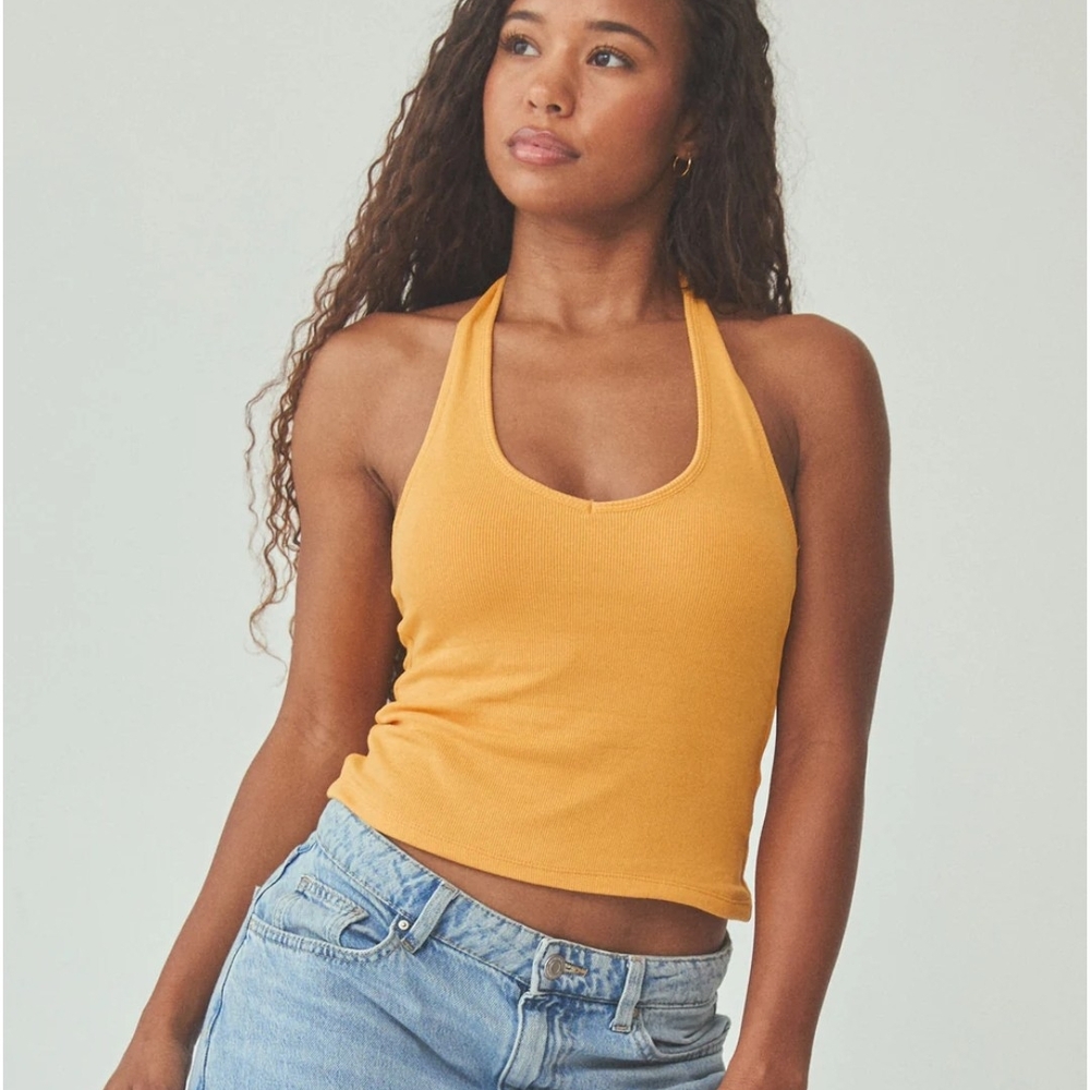 Yellow Halter Neck Women's Top